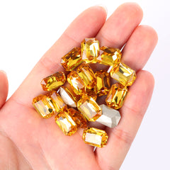Light Topaz Thin Octagon Shape High Quality Glass Pointed Back Fancy Rhinestones WholesaleRhinestone