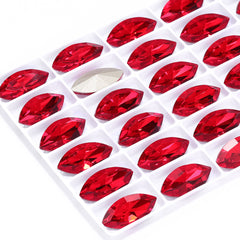Light Siam Navette Shape High Quality Glass Pointed Back Fancy Rhinestones WholesaleRhinestone