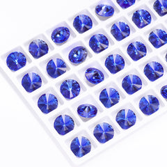 Light Sapphire Rivoli Shape High Quality Glass Pointed Back Fancy Rhinestones WholesaleRhinestone