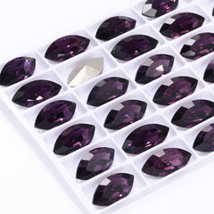 Amethyst Navette Shape High Quality Glass Pointed Back Fancy Rhinestones WholesaleRhinestone