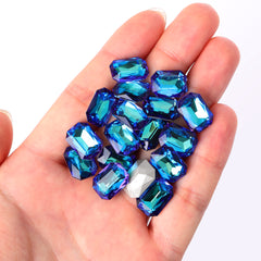 Bermuda Blue Thin Octagon Shape High Quality Glass Pointed Back Fancy Rhinestones WholesaleRhinestone