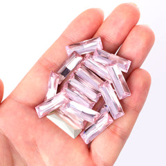 Light Rose Princess Baguette Shape High Quality Glass Pointed Back Fancy Rhinestones WholesaleRhinestone
