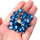 Indicolite Pear Shape High Quality Glass Pointed Back Fancy Rhinestones WholesaleRhinestone