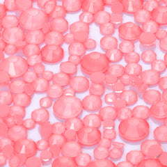 Mixed Sizes Neon Coral Glass Flat Back Rhinestones For Nail Art WholesaleRhinestone