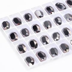 Jet Metallic Silver Oval Shape High Quality Glass Pointed Back Fancy Rhinestones WholesaleRhinestone