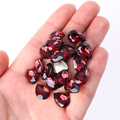 Burgundy Pear Shape High Quality Glass Pointed Back Fancy Rhinestones WholesaleRhinestone