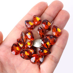 Tangerine Pear Shape High Quality Glass Pointed Back Fancy Rhinestones WholesaleRhinestone