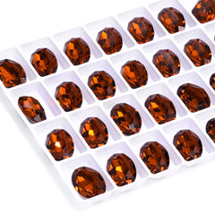 Tangerine Oval Shape High Quality Glass Pointed Back Fancy Rhinestones WholesaleRhinestone