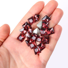 Burgundy Princess Square Shape High Quality Glass Pointed Back Fancy Rhinestones WholesaleRhinestone
