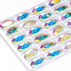 Crystal AB Navette Shape High Quality Glass Pointed Back Fancy Rhinestones WholesaleRhinestone