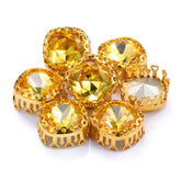 Light Topaz Cushion Square Shape High-Quality Glass Sew-on Nest Hollow Claw Rhinestones WholesaleRhinestone