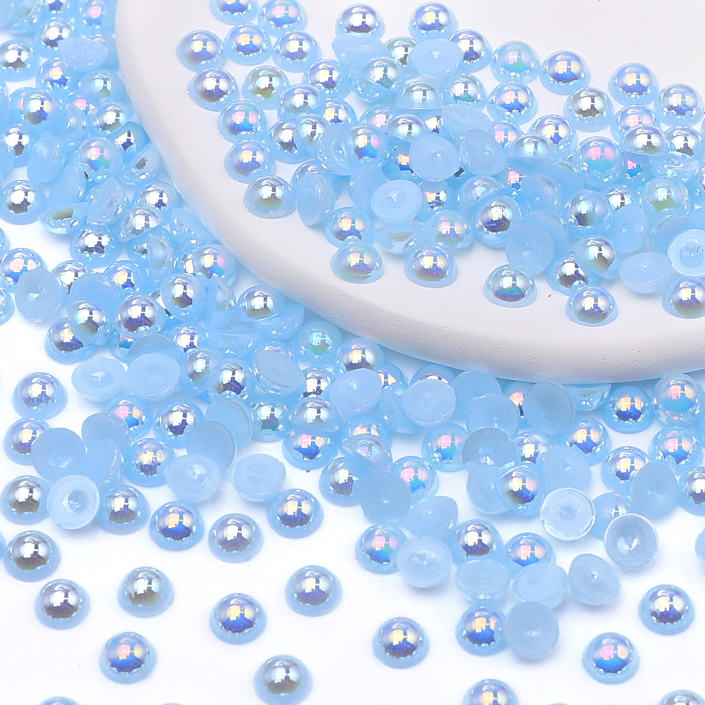 Light Blue AB Resin Flat Back Pearls Multi Sizes WholesaleRhinestone