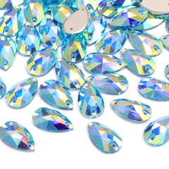 Aquamarine AB Drop Shape High Quality Glass Sew-on Rhinestones WholesaleRhinestone