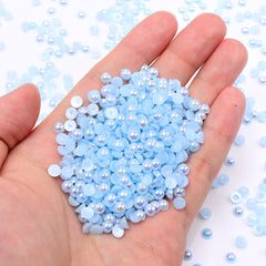 Light Blue AB Resin Flat Back Pearls Multi Sizes WholesaleRhinestone