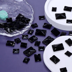 Mixed Sizes Jet Rectangle Shape High Quality Glass Sew-on Rhinestones WholesaleRhinestone