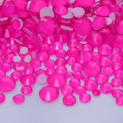 Mixed Sizes Neon Barbie Pink Glass Flat Back Rhinestones For Nail Art WholesaleRhinestone