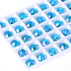 Aquamarine Shimmer XIRIUS Round Shape High Quality Glass Sew-on Rhinestones WholesaleRhinestone
