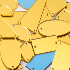 Light Golden Mixed Shapes Acrylic Sew-on Mirror For Dance Costume WholesaleRhinestone