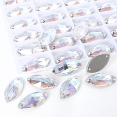 Crystal Transmission Navette Shape High Quality Glass Sew-on Rhinestones WholesaleRhinestone