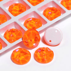 Electric Neon Orange Yellow XIRIUS Round Shape High Quality Glass Sew-on Rhinestones WholesaleRhinestone