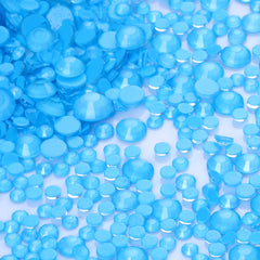 Mixed Sizes Mocha Neon Aquamarine Glass Flat Back Rhinestones For Nail Art WholesaleRhinestone