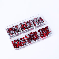 Mixed Sizes 6 Grid Box Siam Glass HotFix Rhinestones For Clothing DIY WholesaleRhinestone
