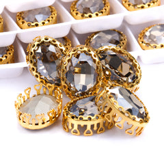 Satin Oval Shape High-Quality Glass Sew-on Nest Hollow Claw Rhinestones WholesaleRhinestone