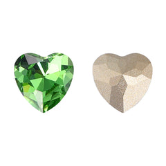 Peridot Heart Shape High Quality Glass Pointed Back Fancy Rhinestones WholesaleRhinestone