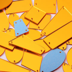 Golden Yellow Mixed Shapes Acrylic Sew-on Mirror For Dance Costume WholesaleRhinestone