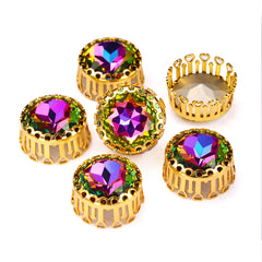Volcano Gemstone Flower Round Shape High-Quality Glass Sew-on Nest Hollow Claw Rhinestones WholesaleRhinestone