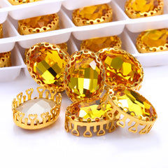 Forme d'ovale de topaze légère de haute qualité coudre coudre la griffe creuse de la griffe creuse