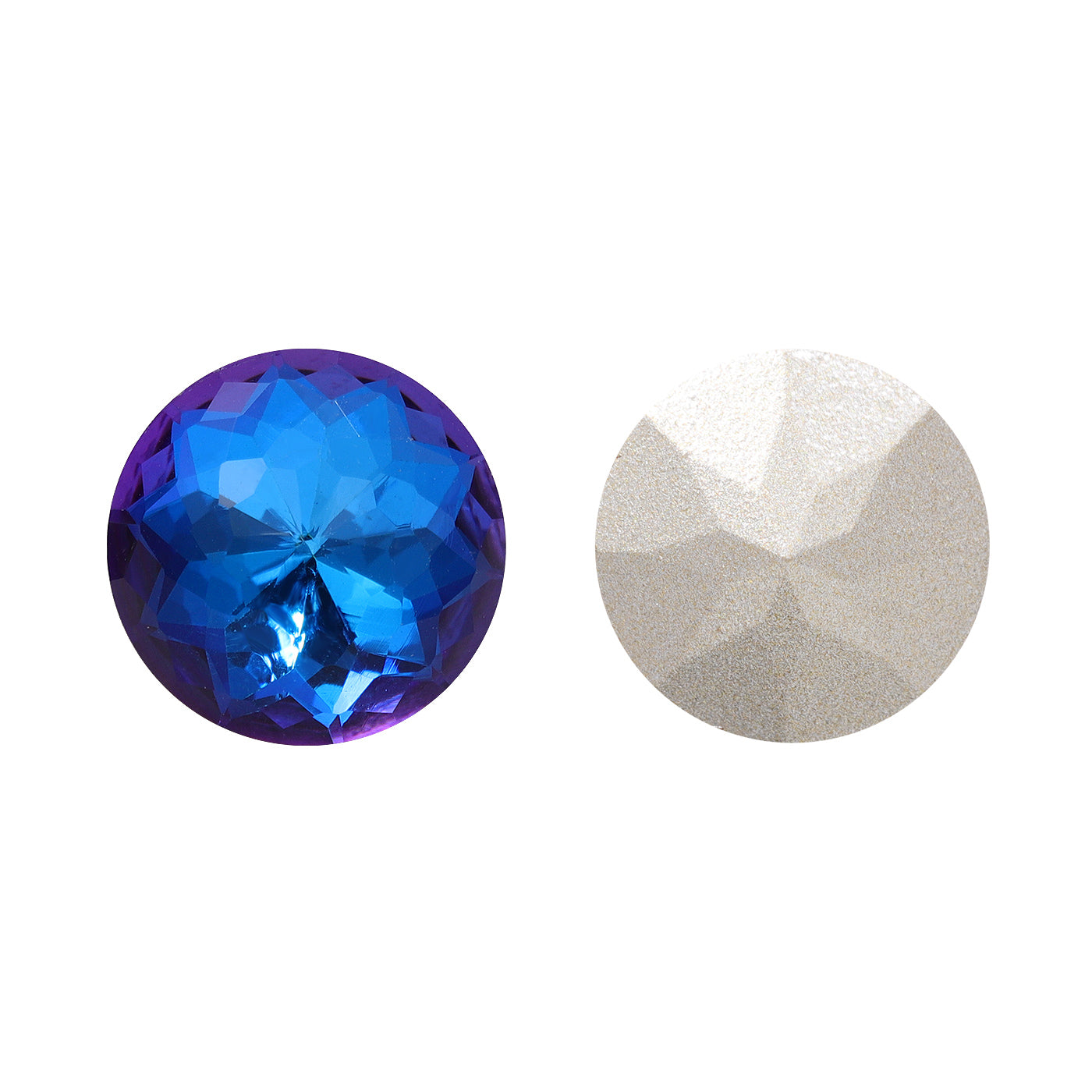 Bermuda Blue Dome Round Shape High Quality Glass Pointed Back Fancy Rhinestones WholesaleRhinestone