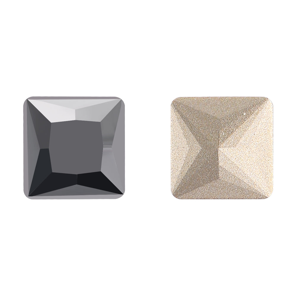 Jet Metallic Silver Princess Square Shape High Quality Glass Pointed Back Fancy Rhinestones WholesaleRhinestone