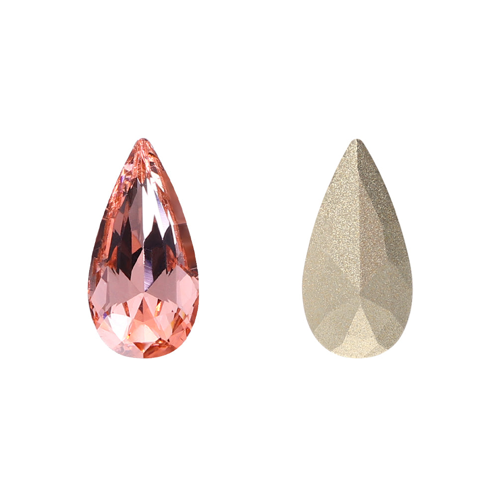 Light Peach Teardrop Shape High Quality Glass Pointed Back Fancy Rhinestones WholesaleRhinestone
