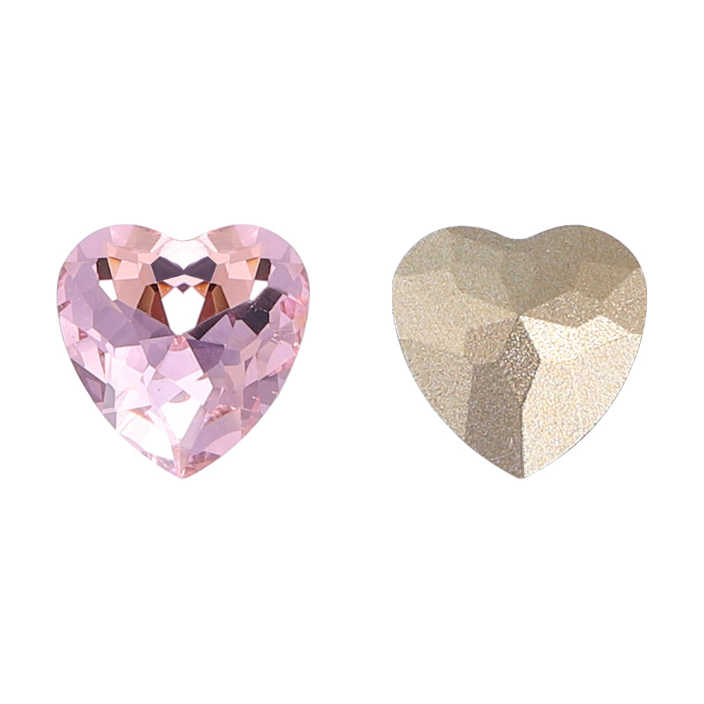 Light Rose Heart Shape High Quality Glass Pointed Back Fancy Rhinestones WholesaleRhinestone