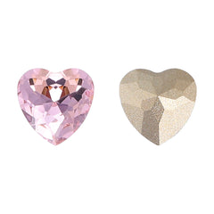 Light Rose Heart Shape High Quality Glass Pointed Back Fancy Rhinestones WholesaleRhinestone