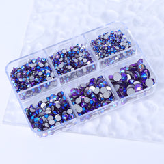 Mixed Sizes 6 Grid Box Tanzanite AB Glass FlatBack Rhinestones For Nail Art  Silver Back WholesaleRhinestone