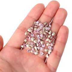Pink Heart Shape Glass Pointed Back Fancy Rhinestones WholesaleRhinestone