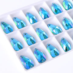 Aquamarine Shimmer Drop Shape High Quality Glass Sew-on Rhinestones WholesaleRhinestone