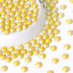 Yellow Porcelain Light Glass FlatBack Rhinestones Silver Back WholesaleRhinestone