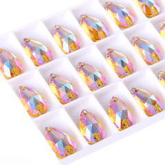 Light Topaz Shimmer Drop Shape High Quality Glass Sew-on Rhinestones WholesaleRhinestone