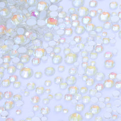 Mixed Sizes Mocha Shimmer White Glass Flat Back Rhinestones For Nail Art WholesaleRhinestone