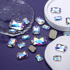 Mixed Sizes Crystal AB Octagon Shape High Quality Glass Sew-on Rhinestones WholesaleRhinestone