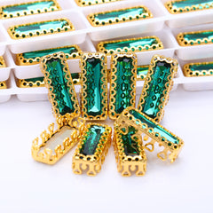 Emerald Princess Baguette Shape High-Quality Glass Sew-on Nest Hollow Claw Rhinestones WholesaleRhinestone