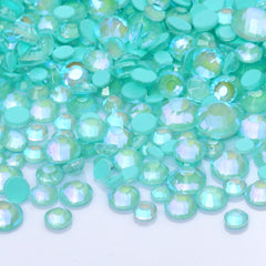 Mixed Sizes Neon Turquoise AB Glass Flat Back Rhinestones For Nail Art WholesaleRhinestone
