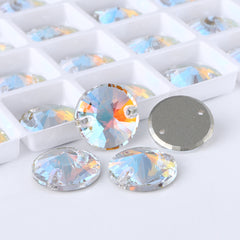 Light Crystal AB Rivoli  Shape High Quality Glass Sew-on Rhinestones WholesaleRhinestone