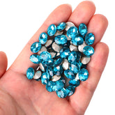 Aquamarine Oval Shape Glass Pointed Back Fancy Rhinestones WholesaleRhinestone