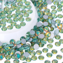Flashing Dark Green Glass FlatBack Rhinestones Silver Back WholesaleRhinestone