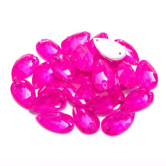 Electric Neon Fuchsia Drop Shape High Quality Glass Sew-on Rhinestones WholesaleRhinestone