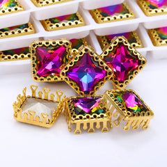 Volcano Princess Square Shape High-Quality Glass Sew-on Nest Hollow Claw Rhinestones WholesaleRhinestone